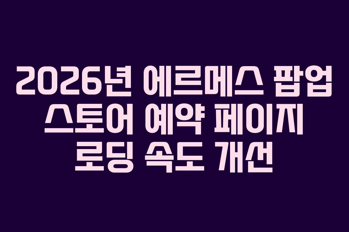 2026년 에르메스 팝업 스토어 예약 페이지 로딩 속도 개선