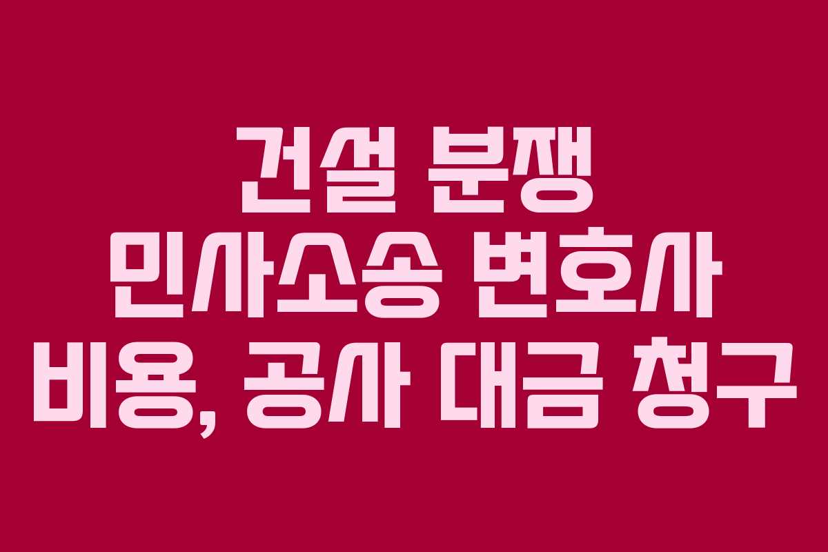 건설 분쟁 민사소송 변호사 비용, 공사 대금 청구