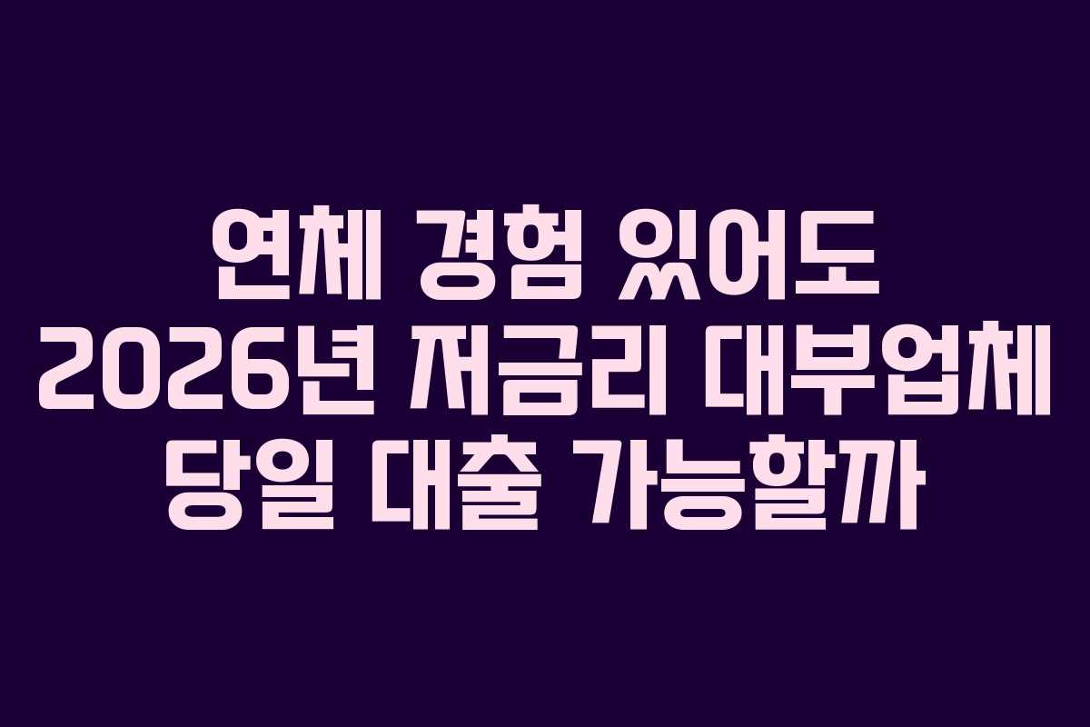 연체 경험 있어도 2026년 저금리 대부업체 당일 대출 가능할까