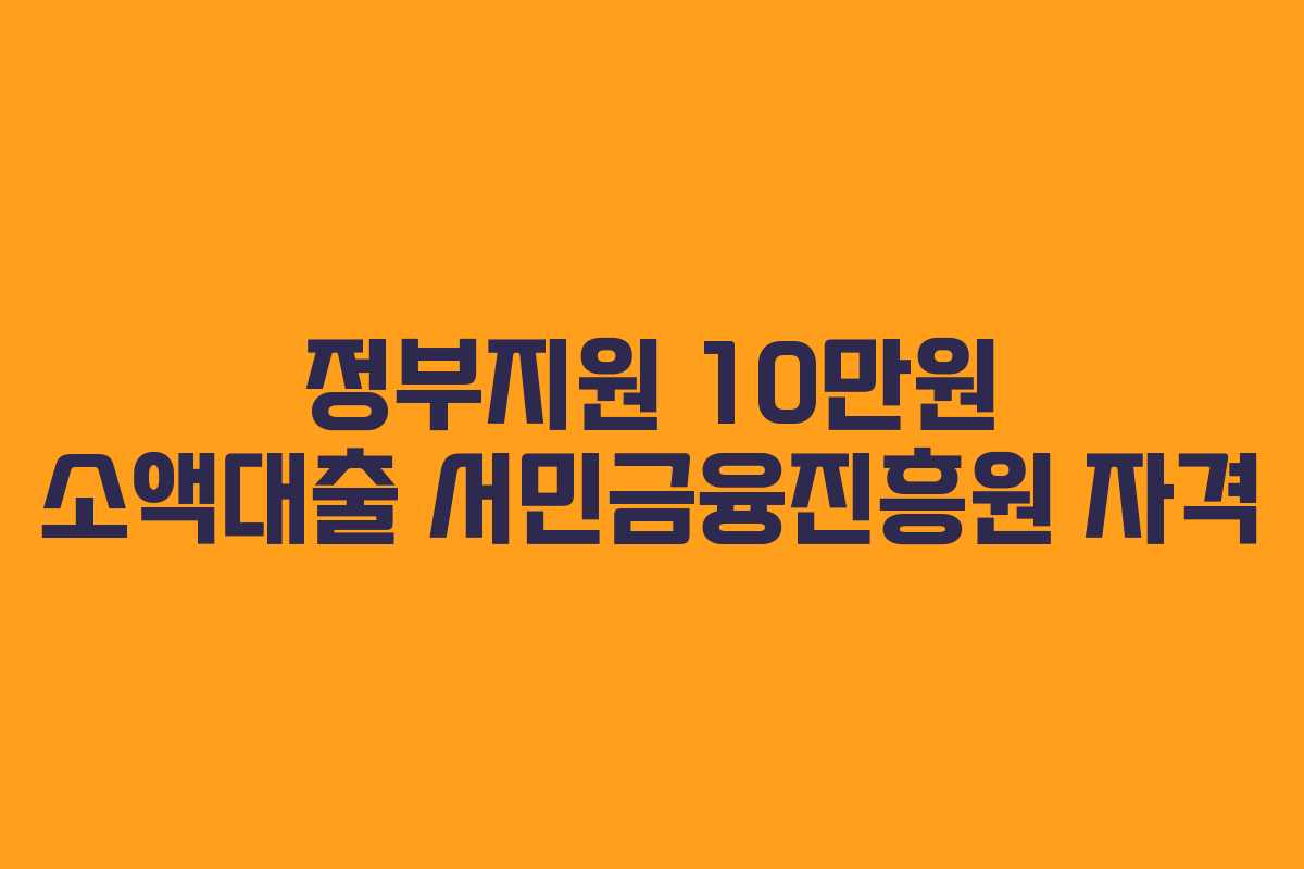 정부지원 10만원 소액대출 서민금융진흥원 자격 정부지원 10만원 소액대출 서민금융진흥원 자격