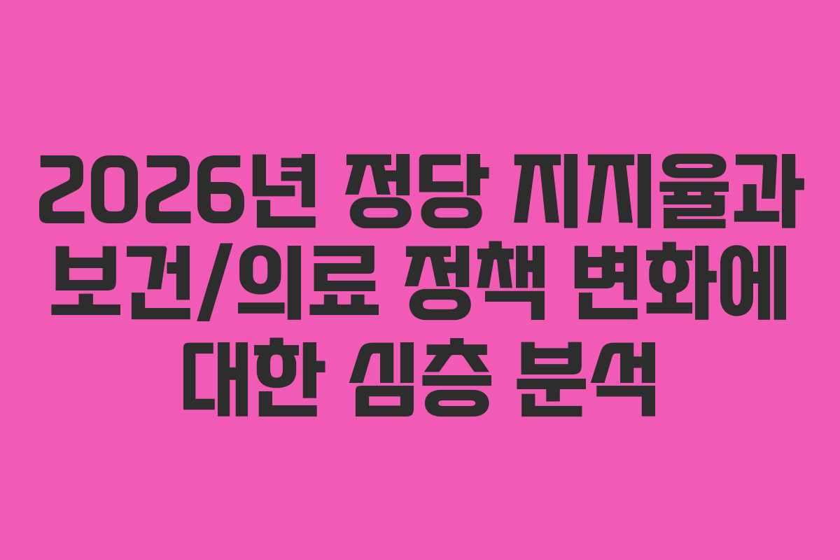 2026년 정당 지지율과 보건/의료 정책 변화에 대한 심층 분석